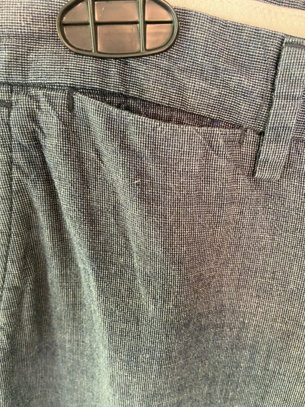 J. Crew Bowery Slim Men's Flat Front Blue Chinos Linen/Cotton Blend 34x31